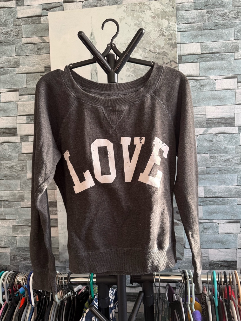 LOVE Graphic Crewneck Sweatshirt - Charcoal